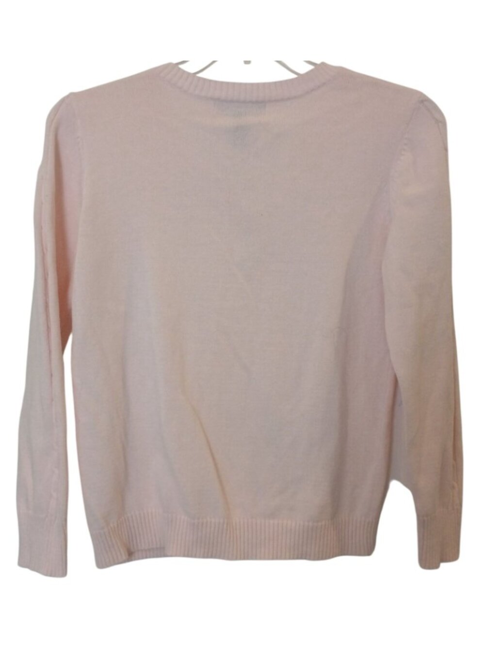 Karen Scott Pink Cable Knit Sweater Button VNeck Size S Cotton Long Sleeve #I-2 - Picture 2 of 7